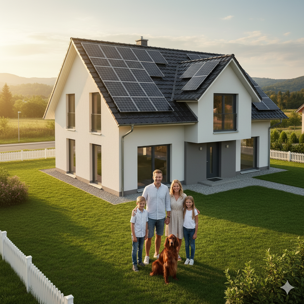 aufdach photovoltaik mit familie